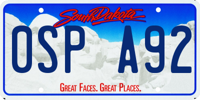 SD license plate 0SPA92