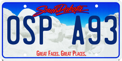 SD license plate 0SPA93
