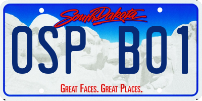 SD license plate 0SPB01