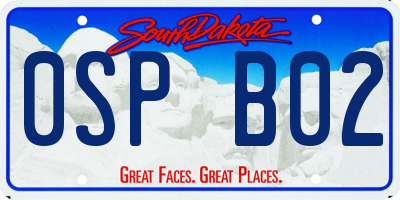 SD license plate 0SPB02