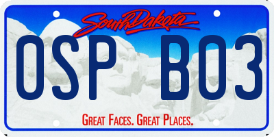 SD license plate 0SPB03