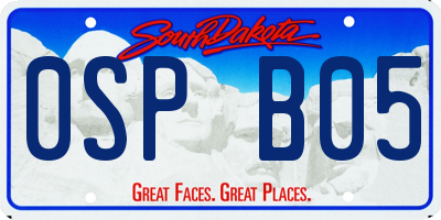 SD license plate 0SPB05