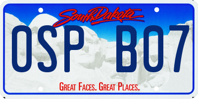 SD license plate 0SPB07