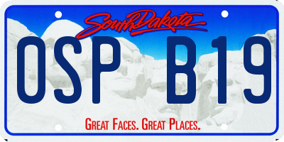 SD license plate 0SPB19