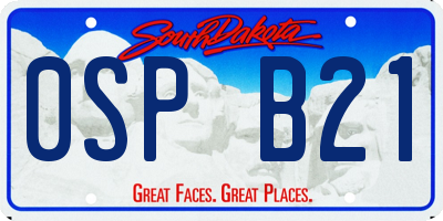 SD license plate 0SPB21
