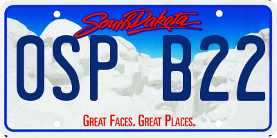 SD license plate 0SPB22