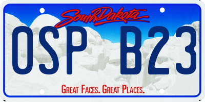 SD license plate 0SPB23