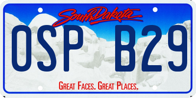 SD license plate 0SPB29