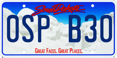 SD license plate 0SPB30