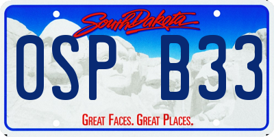 SD license plate 0SPB33