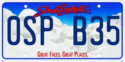 SD license plate 0SPB35
