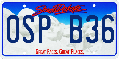 SD license plate 0SPB36