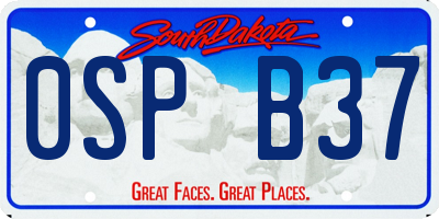 SD license plate 0SPB37