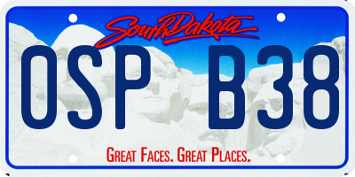SD license plate 0SPB38
