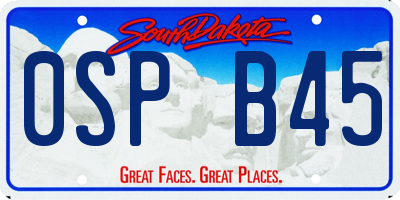SD license plate 0SPB45