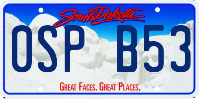 SD license plate 0SPB53