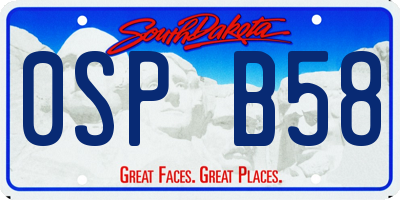SD license plate 0SPB58