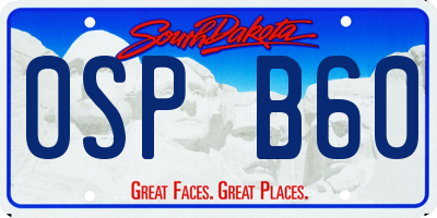 SD license plate 0SPB60