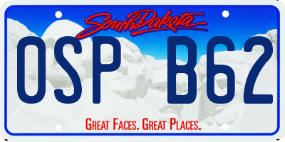 SD license plate 0SPB62
