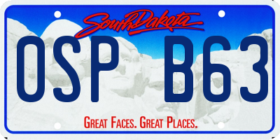 SD license plate 0SPB63