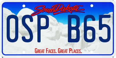 SD license plate 0SPB65