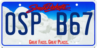 SD license plate 0SPB67