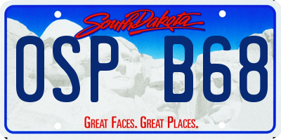 SD license plate 0SPB68