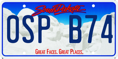 SD license plate 0SPB74