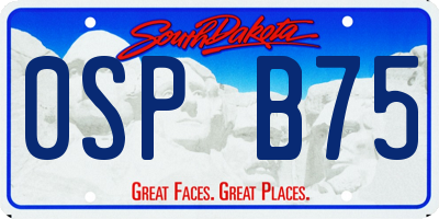 SD license plate 0SPB75