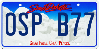 SD license plate 0SPB77