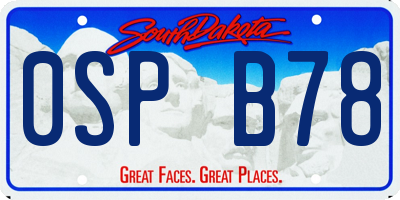 SD license plate 0SPB78