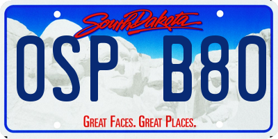 SD license plate 0SPB80