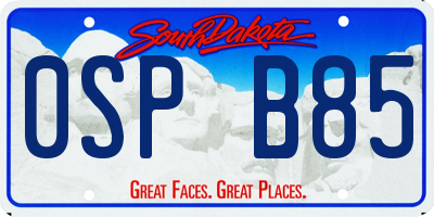 SD license plate 0SPB85