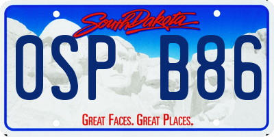 SD license plate 0SPB86