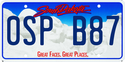 SD license plate 0SPB87