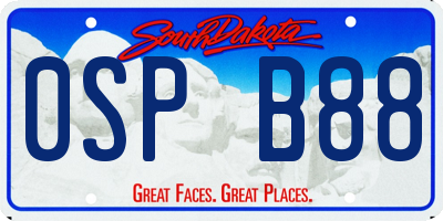 SD license plate 0SPB88