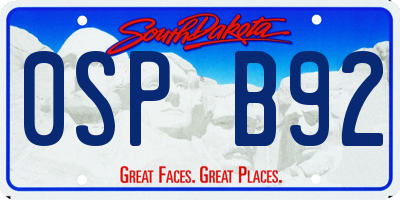 SD license plate 0SPB92