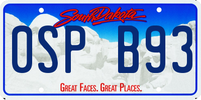 SD license plate 0SPB93