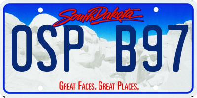 SD license plate 0SPB97