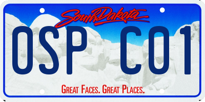 SD license plate 0SPC01