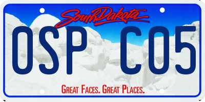 SD license plate 0SPC05