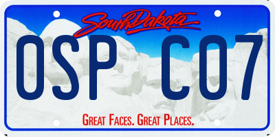 SD license plate 0SPC07