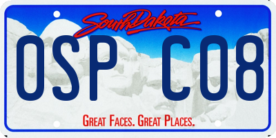 SD license plate 0SPC08