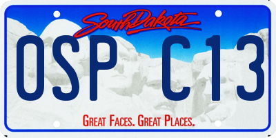 SD license plate 0SPC13
