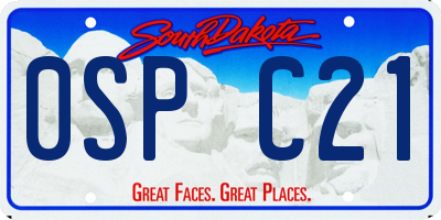 SD license plate 0SPC21