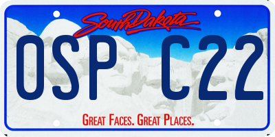 SD license plate 0SPC22