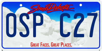 SD license plate 0SPC27