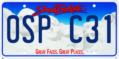 SD license plate 0SPC31