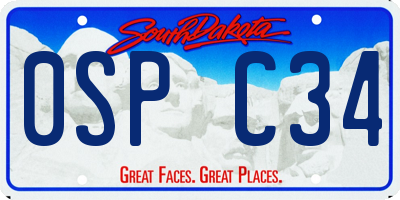 SD license plate 0SPC34