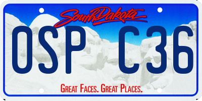 SD license plate 0SPC36